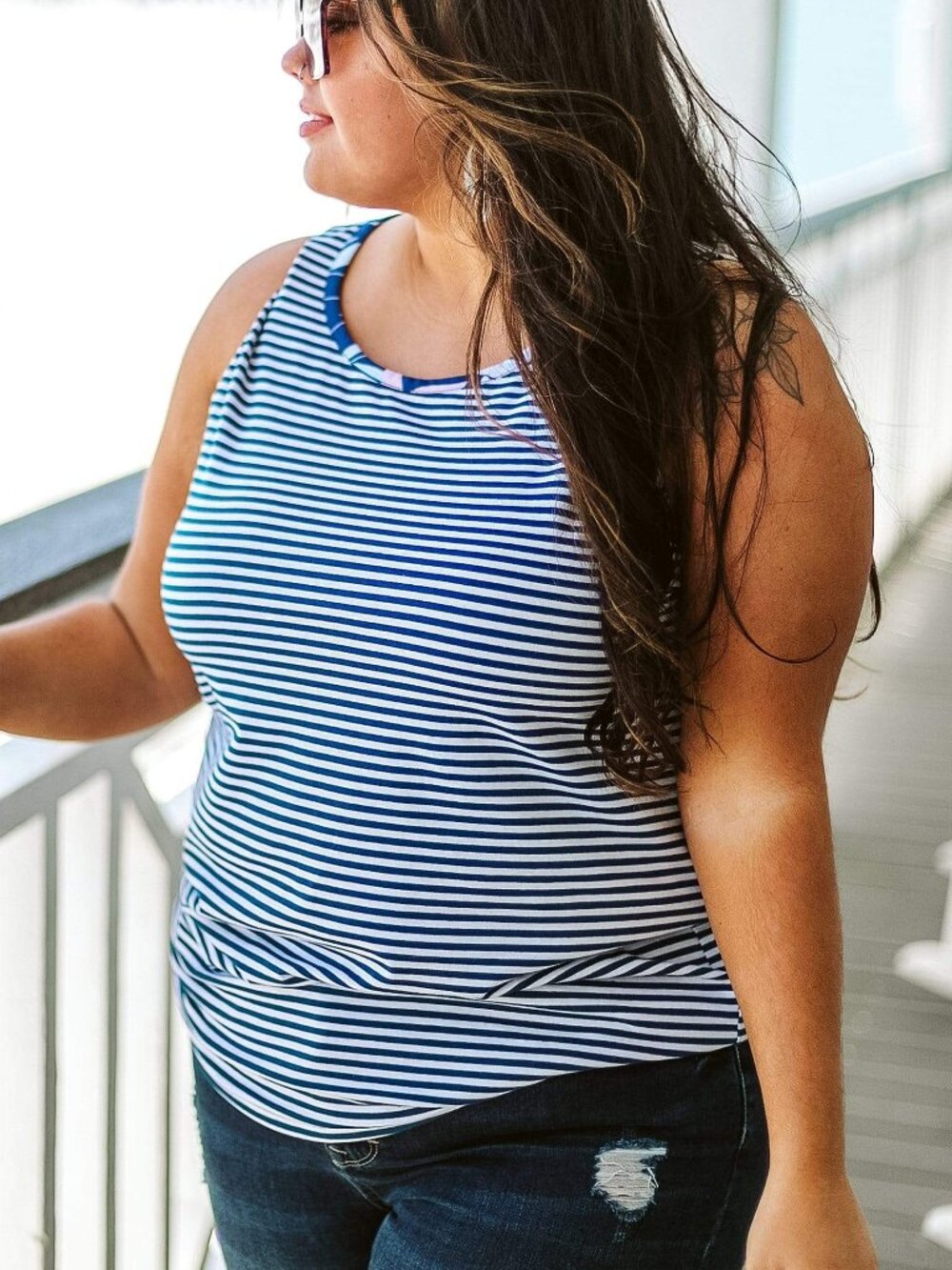 NWT Navy Pleated Back Tank Top